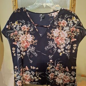 SHEIN Blue Boxy Blouse with Pink Accents